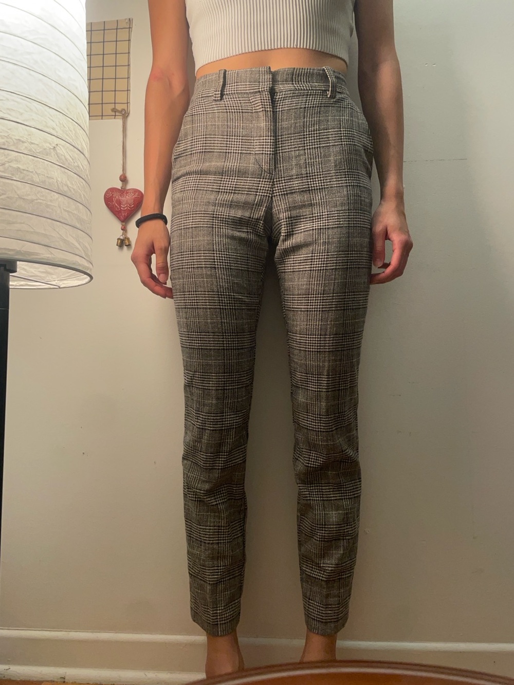 H&M Plaid Ankle Trousers in Grey and Black